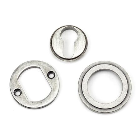 From the Anvil Pewter Round Euro Escutcheon (Art Deco) - Pewter Patina - Image 4