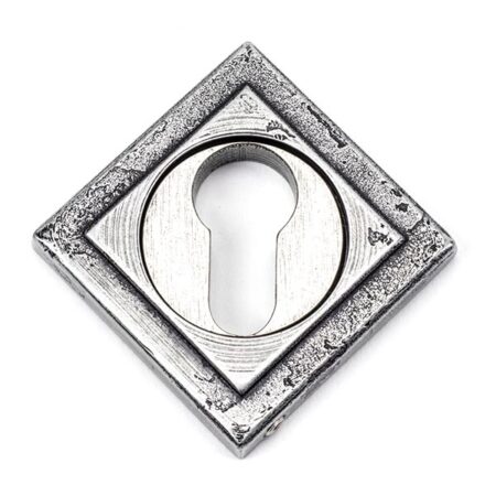From the Anvil Pewter Round Euro Escutcheon (Square) - Pewter Patina - Image 3