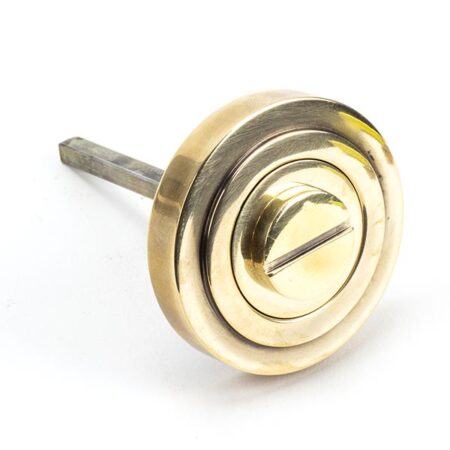 From the Anvil Aged Brass Round Thumbturn Set (Art Deco) - Image 4