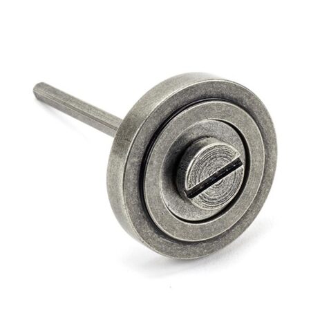 From the Anvil Pewter Round Thumbturn Set (Art Deco) - Pewter Patina - Image 4