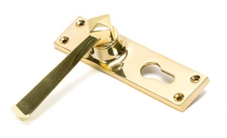 From the Anvil Polished Brass Straight Lever Euro Lock Set - Image 3