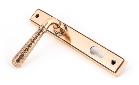 From the Anvil Polished Bronze Hammered Newbury Slimline Espag. Lock Set - Image 4