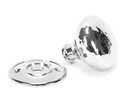 From the Anvil Polished Chrome Hammered Mushroom Mortice/Rim Knob Set - Image 3