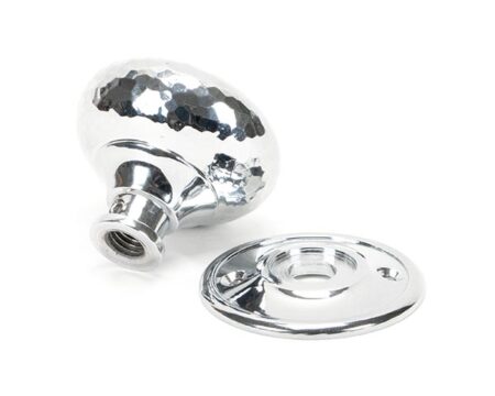From the Anvil Polished Chrome Hammered Mushroom Mortice/Rim Knob Set - Image 4