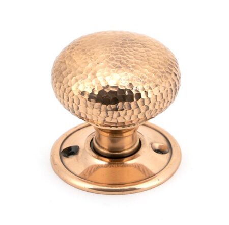 From the Anvil Polished Bronze Hammered Mushroom Mortice/Rim Knob Set - Image 3