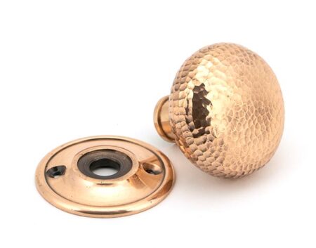 From the Anvil Polished Bronze Hammered Mushroom Mortice/Rim Knob Set - Image 4