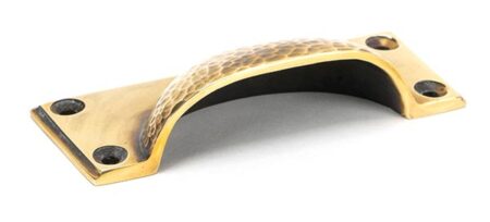 From the Anvil Aged Brass Hammered Art Deco Drawer Pull - Image 3