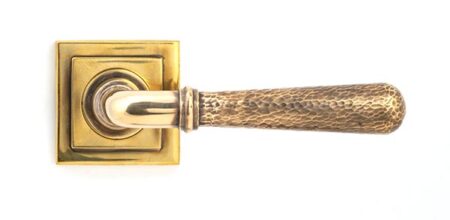 From the Anvil Aged Brass Hammered Newbury Lever on Rose Set (Square) - Image 3
