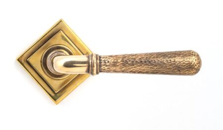 From the Anvil Aged Brass Hammered Newbury Lever on Rose Set (Square) - Image 4