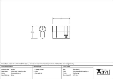Polished Chrome 35/10 5pin Single Cylinder | 46282 - Image 2