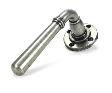 From the Anvil Pewter Newbury Lever on Rose Set (Square) - Pewter Patina - Image 4
