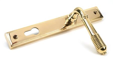 Polished Brass Reeded Slimline Lever Espag. Lock Set | 46545 - Image 4