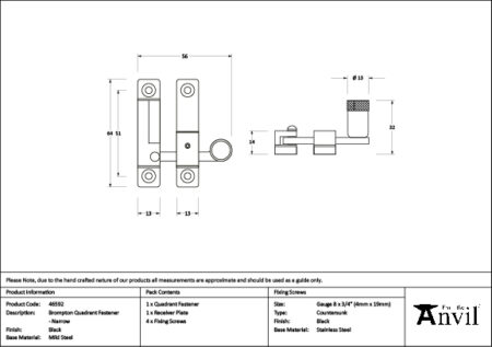 From the Anvil Brompton Quadrant Fastener - Narrow - Image 2