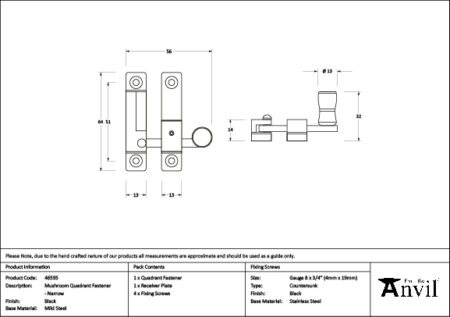 From the Anvil Mushroom Quadrant Fastener - Narrow - Image 2
