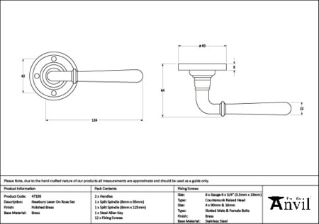 Polished Brass Newbury Lever on Rose Set | 47193 - Image 2