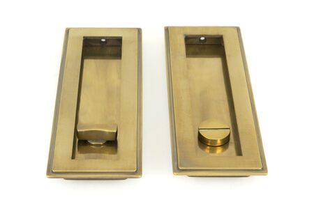 Aged Brass 175mm Art Deco Rectangular Pull - Privacy Set | 48308 - Image 3