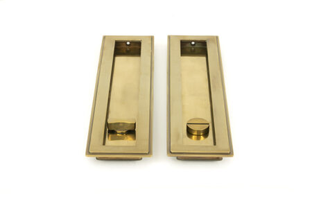 Aged Brass 250mm Art Deco Rectangular Pull - Privacy Set | 48309 - Image 3