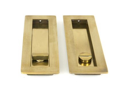 Aged Brass 175mm Plain Rectangular Pull - Privacy Set | 48314 - Image 3