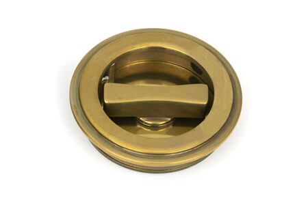 Aged Brass 60mm Art Deco Round Pull - Privacy Set | 48324 - Image 3