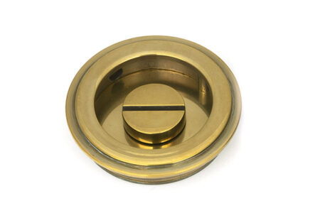 Aged Brass 60mm Art Deco Round Pull - Privacy Set | 48324 - Image 4