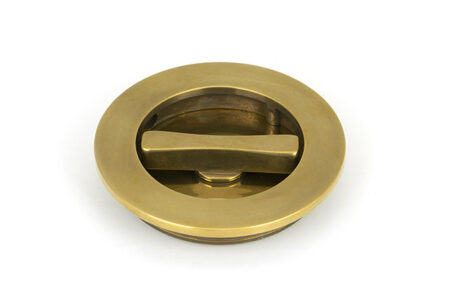 Aged Brass 75mm Art Deco Round Pull - Privacy Set | 48325 - Image 3
