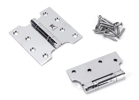 Polished Chrome 4" x 2" x 4" Parliament Hinge (pair) ss | 49557 - Image 3