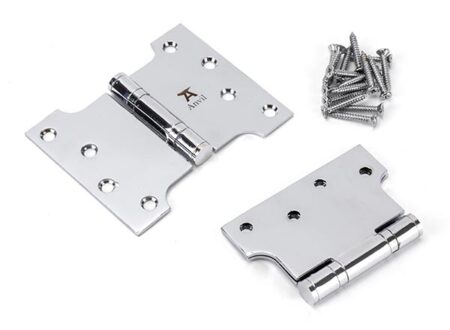 Polished Chrome 4" x 3" x 5" Parliament Hinge (pair) ss | 49558 - Image 3
