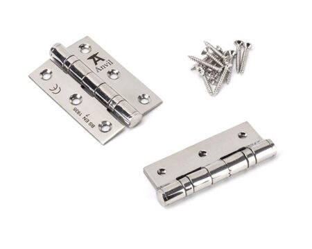 Polished SS (304) 3" Ball Bearing Butt Hinge (pair) | 49571 - Image 3