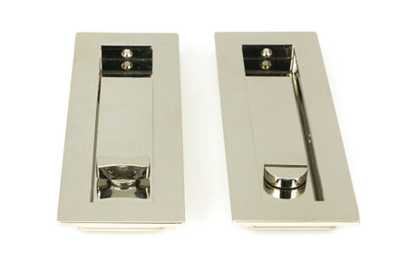 From the Anvil Polished Nickel 175mm Plain Rectangular Pull - Privacy Set - Image 3