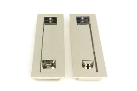 From the Anvil Polished Nickel 250mm Plain Rectangular Pull - Privacy Set - Image 3