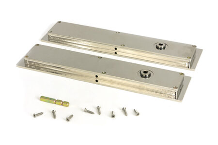 From the Anvil Polished Nickel 250mm Plain Rectangular Pull - Privacy Set - Image 4