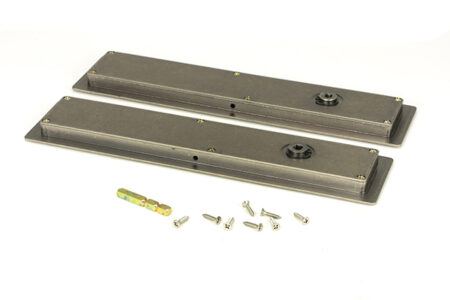 From the Anvil Pewter 250mm Art Deco Rectangular Pull - Privacy Set - Pewter Patina - Image 4
