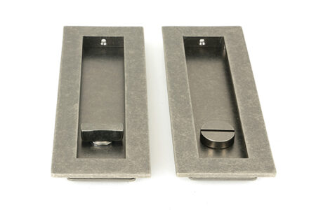 From the Anvil Pewter 175mm Plain Rectangular Pull - Privacy Set - Pewter Patina - Image 3