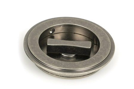 From the Anvil Pewter 75mm Art Deco Round Pull - Privacy Set - Pewter Patina - Image 3