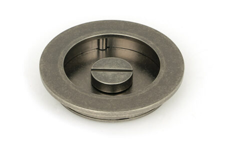 From the Anvil Pewter 75mm Plain Round Pull - Privacy Set - Pewter Patina - Image 4