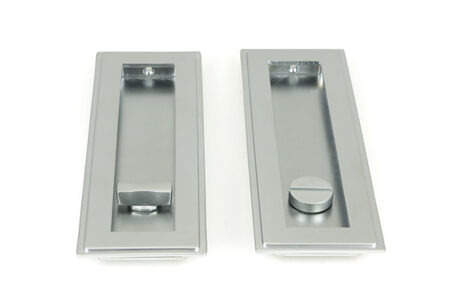 Satin Chrome 175mm Art Deco Rectangular Pull - Privacy Set | 50640 - Image 3