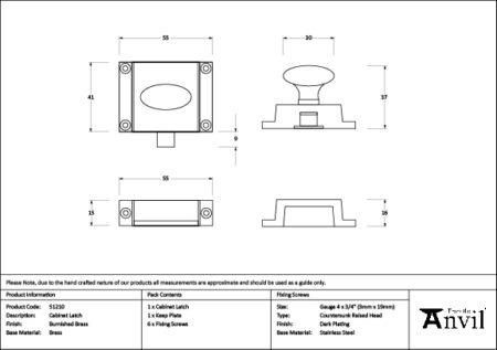 Burnished Brass Cabinet Latch | 51210 - Image 2