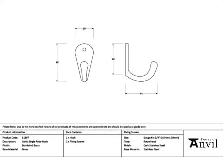 Burnished Brass Celtic Single Robe Hook | 51307 - Image 2