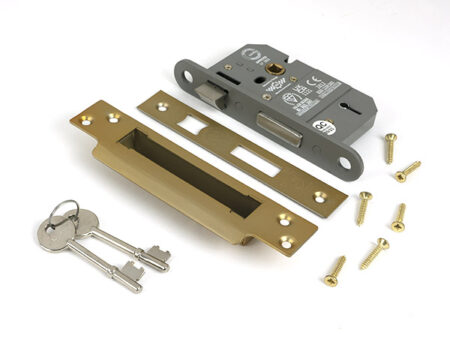 Satin Brass 2½" 5 Lever BS Sash Lock | 51337 - Image 3