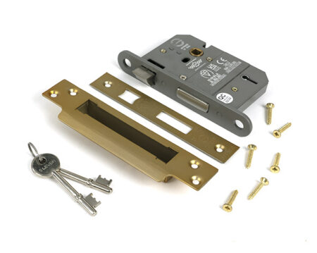 Satin Brass 3" 5 Lever BS Sash Lock | 51347 - Image 3