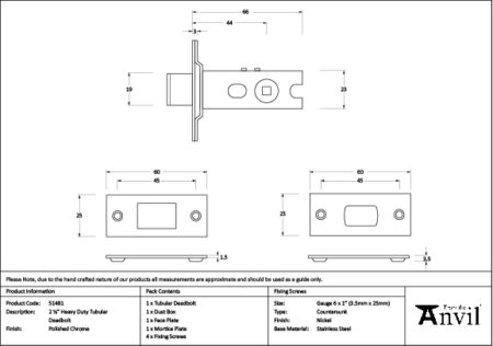 Polished Chrome 2½" Heavy Duty Tubular Deadbolt | 51481 - Image 2