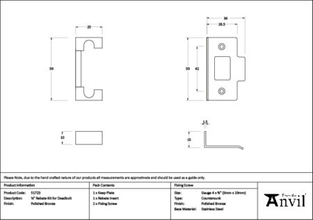 Polished Bronze ½" Rebate Kit for Deadbolt | 51723 - Image 2
