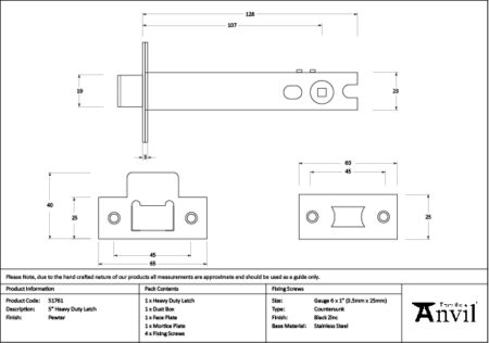 Pewter 5" Heavy Duty Latch | 51761 - Image 2