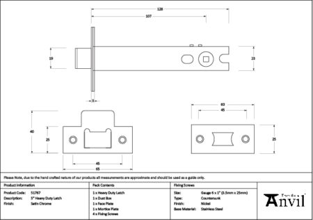 Satin Chrome 5" Heavy Duty Latch | 51767 - Image 2
