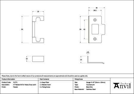 Pewter ½" Rebate Kit for Heavy Duty Latch | 51771 - Image 2