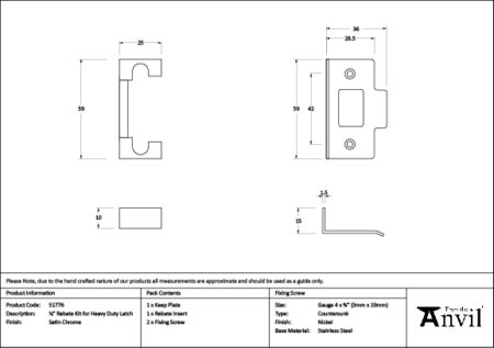 Satin Chrome ½" Rebate Kit for Heavy Duty Latch | 51776 - Image 2