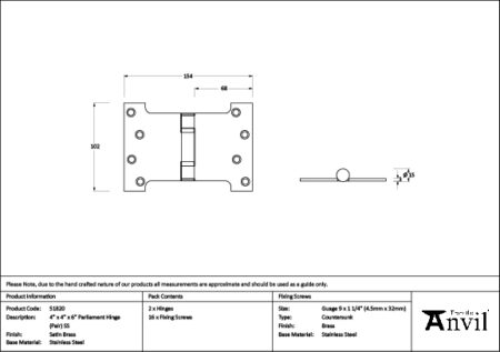 Parliament Hinges SS (pair) - Image 2