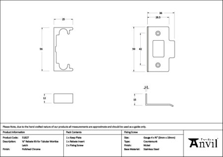 Polished Chrome ½" Rebate Kit for Tubular Mortice Latch | 51827 - Image 2