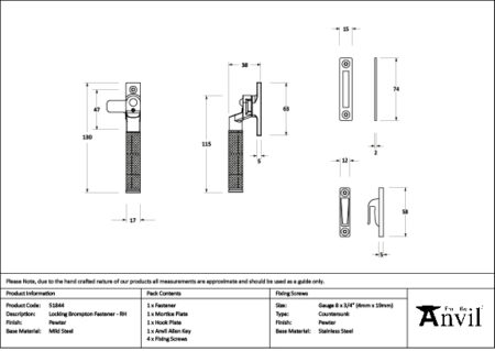 Pewter Locking Brompton Fastener - RH | 51844 - Image 2