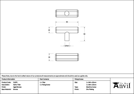 Aged Bronze Kahlo T-Bar | 51870 - Image 2